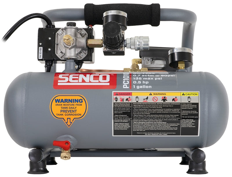 Senco PC1010 Air Compressor, Electric, 1 gal Tank, 0.5 hp, 115 V, 125 psi Pressure, 0.7 scfm Air