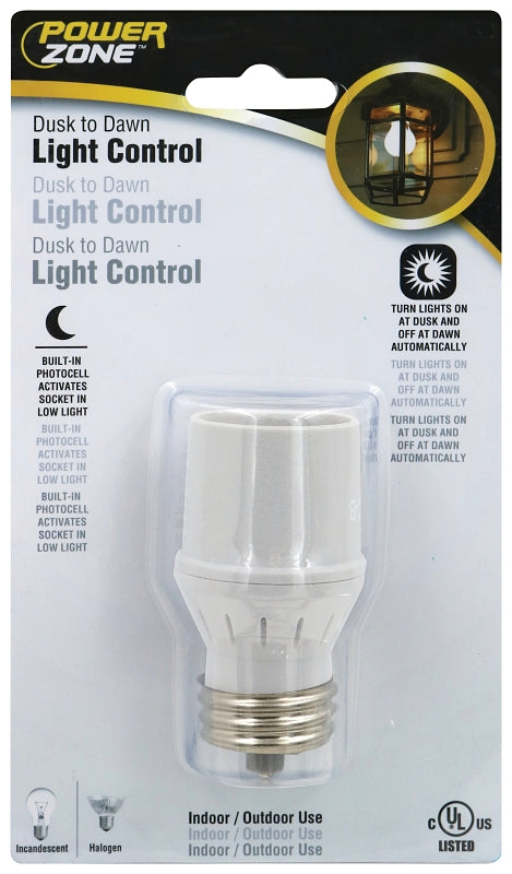 PowerZone ORPCAE301 Photocell Adapter with Electric Switch, 120 V, White