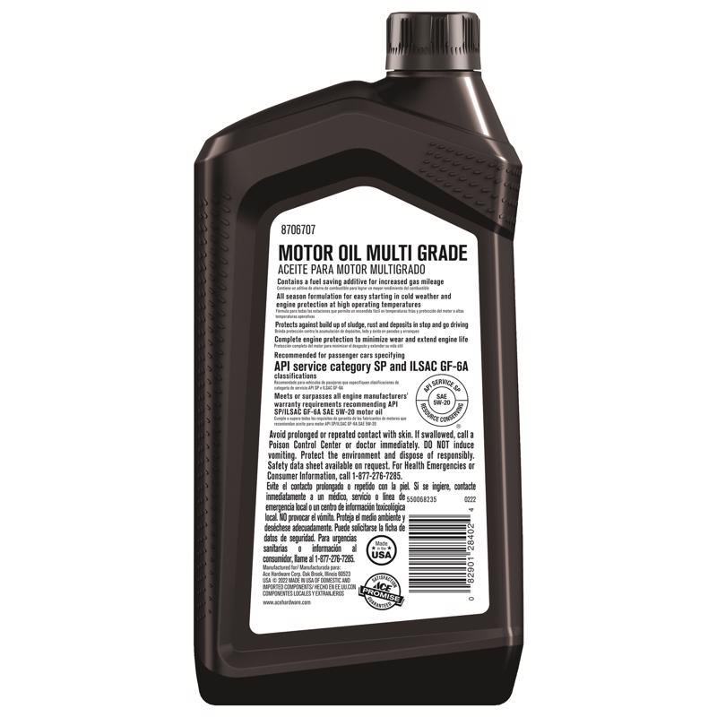 Ace 5W-20 4-Cycle Multi Grade Motor Oil 1 qt 1 pk, Pack of 6