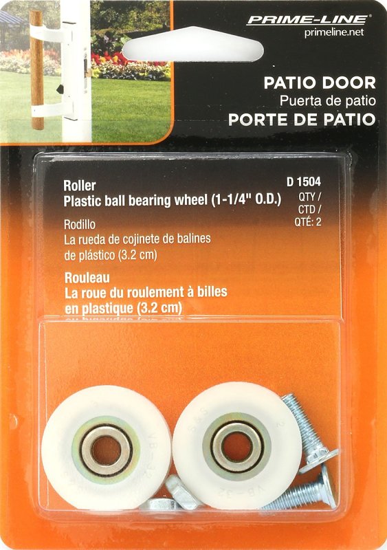 Prime-Line D 1504 Door Roller, 1-1/4 in Dia Roller, 5/16 in W Roller, Nylon, 2-Roller