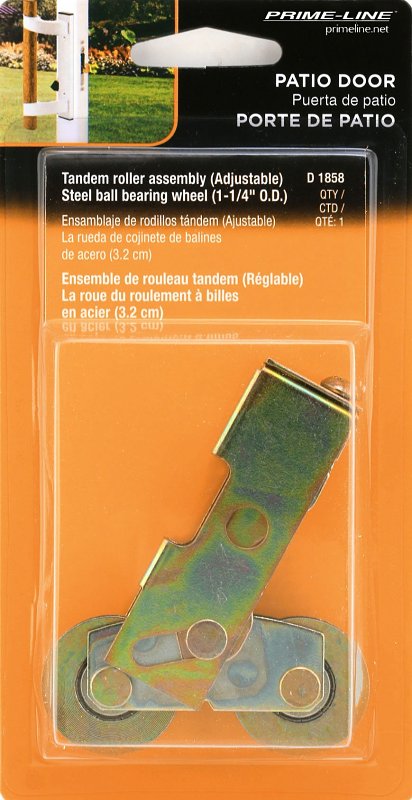 Prime-Line D 1858 Roller Assembly, 3-1/8 in L x 11/16 in W x 1 in H Dimensions, 1-1/4 in Dia Roller, 5/16 in W Roller