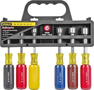 Stanley 62-541 Nutdriver Set, 6-Piece, Alloy Steel, Nickel, Specifications: Rubber Vinyl Handle