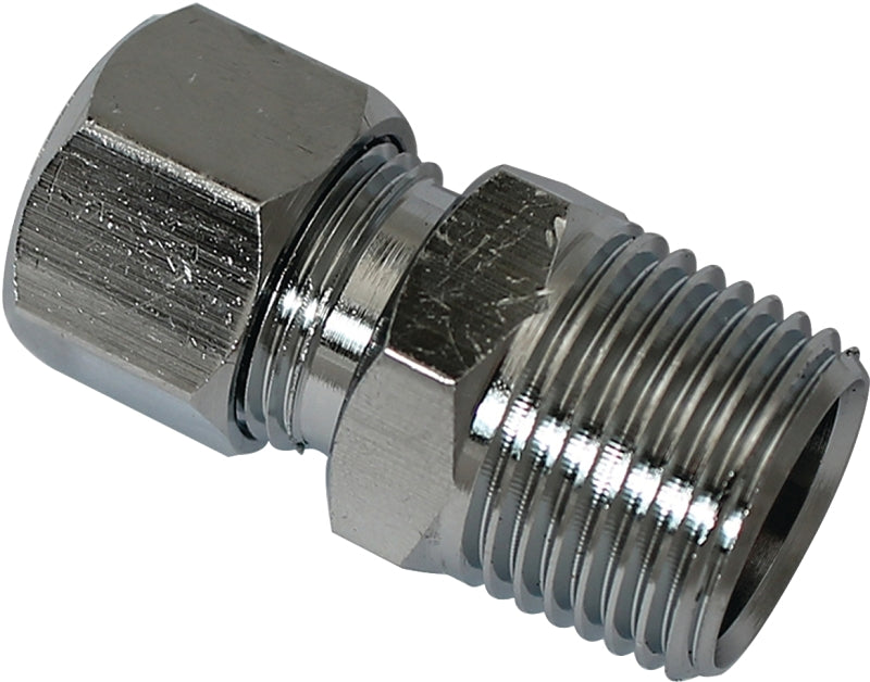 Plumb Pak PP72PCLF Straight Adapter, 3/8 in, FIP x Compression, Brass, Chrome-Plated