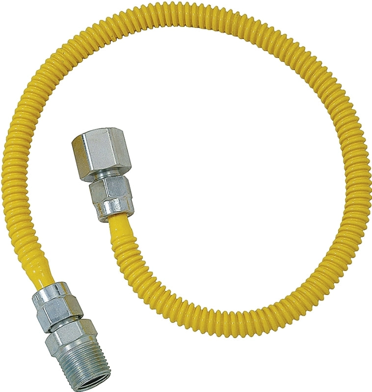 BrassCraft ProCoat Series CSSL54-36P Gas Connector, 1/2 in, FIP, Stainless Steel, 36 in L