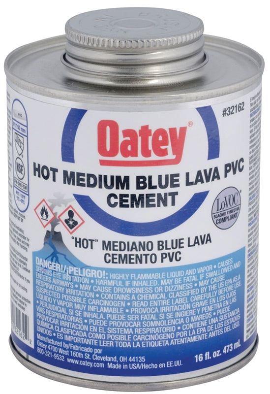 Oatey 32162 Solvent Cement, 16 oz, Can, Liquid, Blue