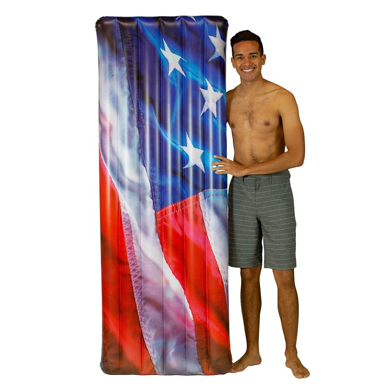 PoolCandy Stars and Stripes Series US4402US Deluxe-Size American-Flag Pool Raft, PVC, Blue/Red/White