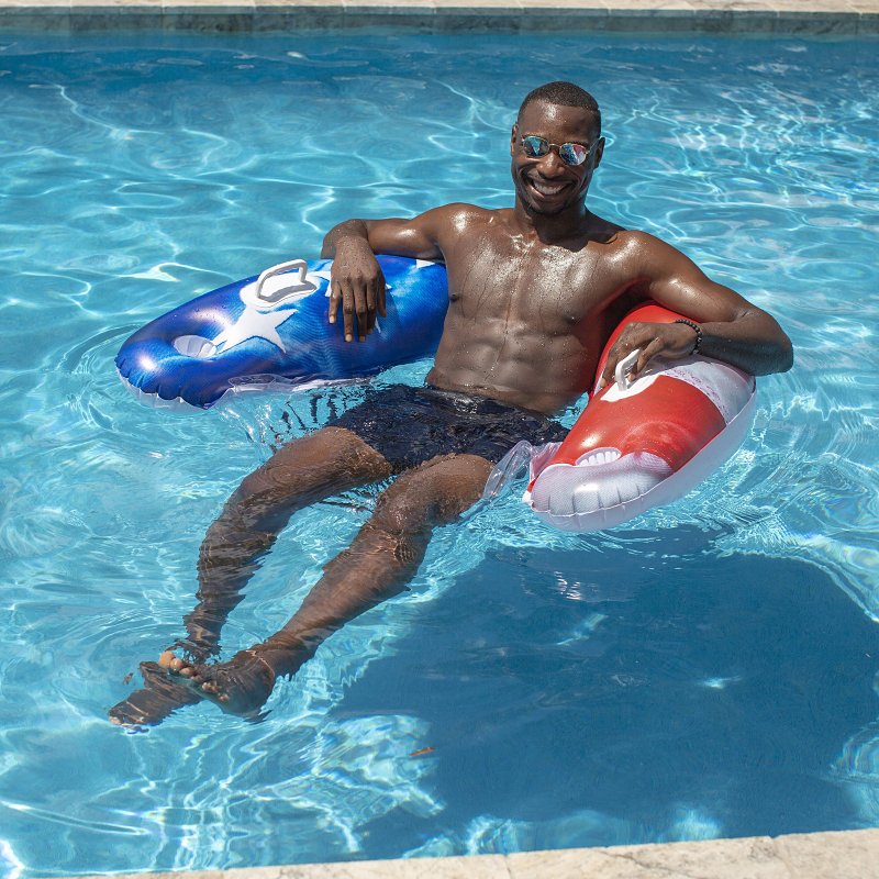 PoolCandy Stars and Stripes Series US2401US Jumbo-Size American-Flag Pool Sun Chair, PVC, Blue/Red/White