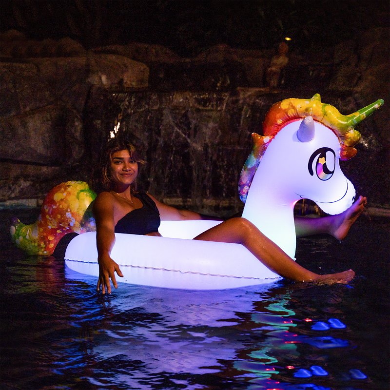 PoolCandy PC2942UNI Illuminated LED Pool Tube, Inflatable Profile, PVC, Multi-Color