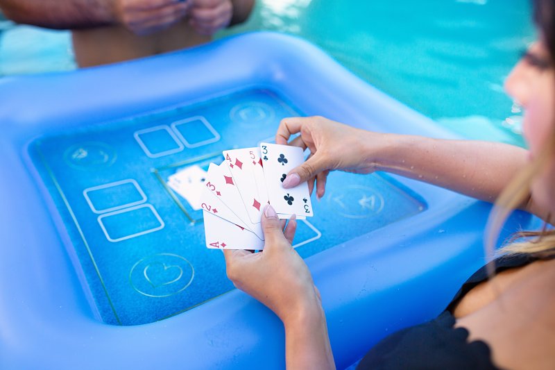 PoolCandy PC3213TBL Game Table, Inflatable Profile, Square, Vinyl, Blue