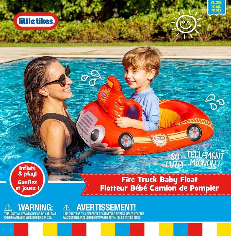 PoolCandy Little Tikes Series LT2722FT Toddler Ride-On Pool Float, Fire Truck, PVC, Red