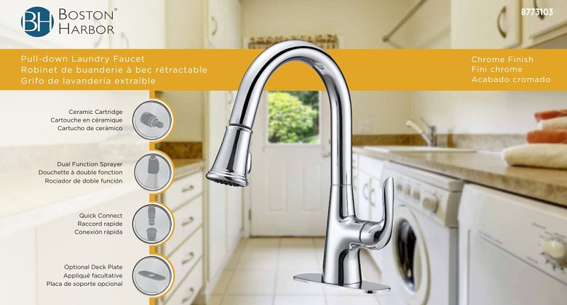 PULL-DOWN LNDRY FAUCET 1H CHRM