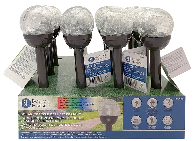 Boston Harbor 26201 Light Stake, Nickel-Metal Hydride Battery, AA Battery, 1-Lamp, LED Lamp, Bronze, Pack of 16