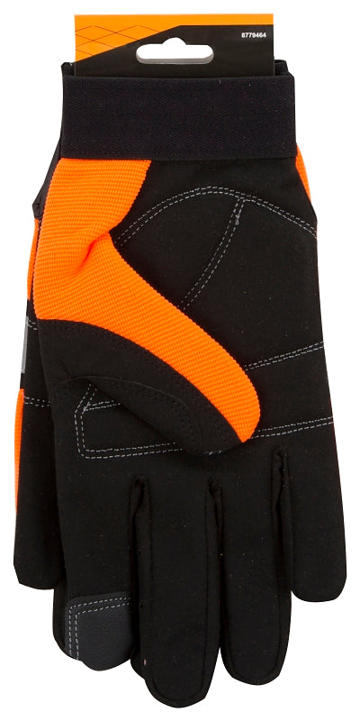 Diamondback 5959L Mechanic Gloves, Unisex, L, 9.84 in L, Conductive Thumb, Elastic Wrist Cuffs Cuff, Leather/Spandex