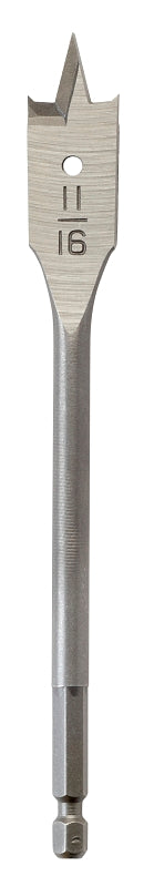 Milwaukee 48-27-0681 Boring Bit, 11/16 in Dia, 6 in OAL, Flat Flute, 1/4 in Dia Shank, Hex Shank