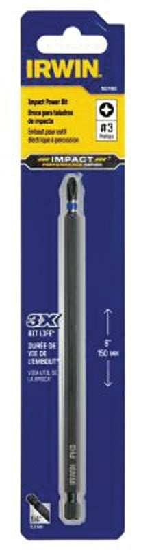 Irwin 1837466 Power Bit, #3 Drive, Phillips Drive, 1/4 in Shank, Hex Shank, 6 in L, S2 Steel, 1/PK