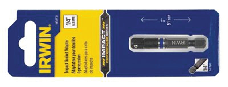 Irwin 1837571 Socket Adapter, 1/4 in Drive, Square Drive, Steel