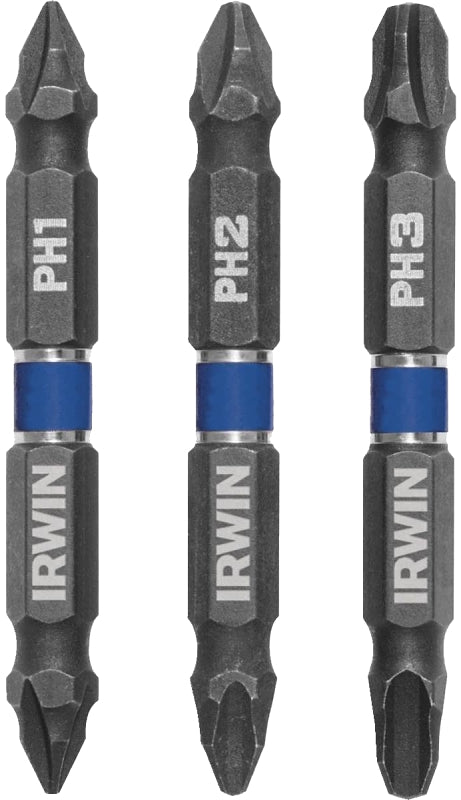 Irwin IWAF32DEPHMIX3 Impact Bit Set, 3-Piece, Steel, Double-Ended, 3/PK