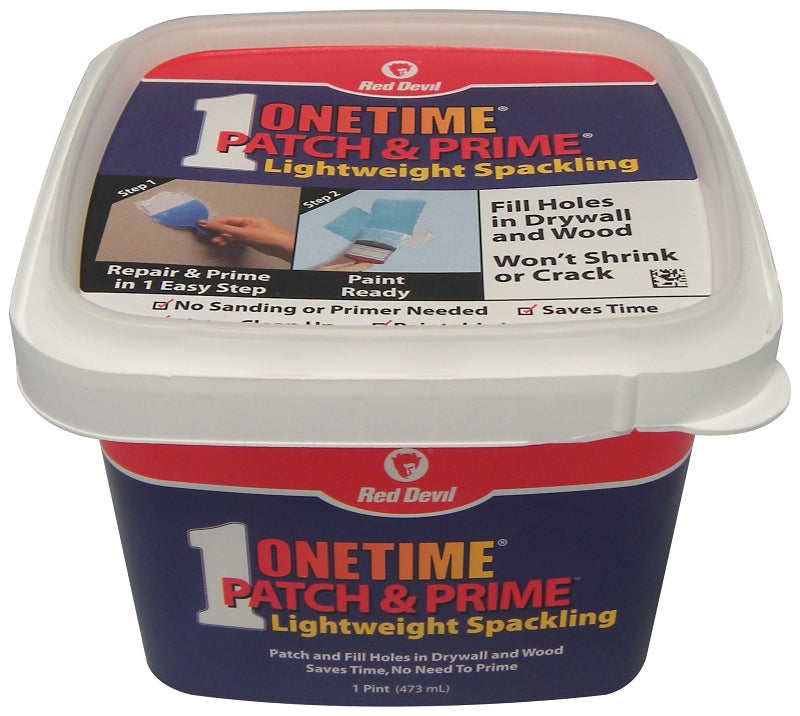 Red Devil Patch & Prime 0540 Lightweight Spackling, Latex, Oil Base, White, 1 pt Tub