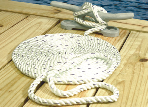 Seachoice Premium 3 Strand Twisted Nylon Dock Line - White With Blue Tracer