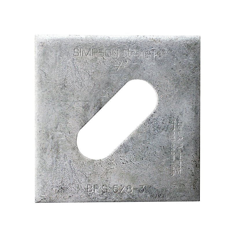 Simpson Strong-Tie BP Series BPS 5/8-3HDG Bearing Plate with Slotted Hole, 3 ga Gauge, Steel, Hot-Dipped Galvanized, Pack of 50