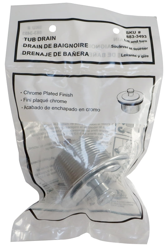 ProSource PMB-030 Bath Drain Assembly, Silver, Chrome