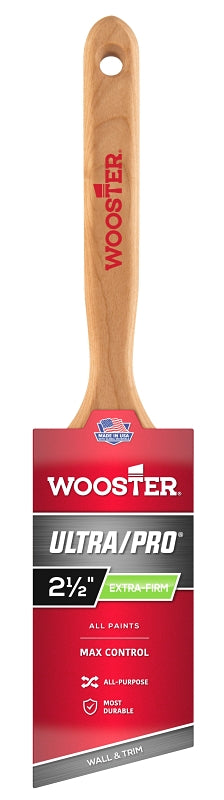 Wooster Ultra/Pro 4153-2 1/2 Paint Brush, 2-1/2 in W, Extra-Firm Brush, 2-15/16 in L Bristle, Nylon Bristle, Sash Handle
