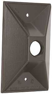 Hubbell 5186-7 Cover, Cluster, Lampholder, 4-19/32 in L, 2-27/32 in W, Rectangular, 1-Gang, Zinc, Bronze, 6/CD