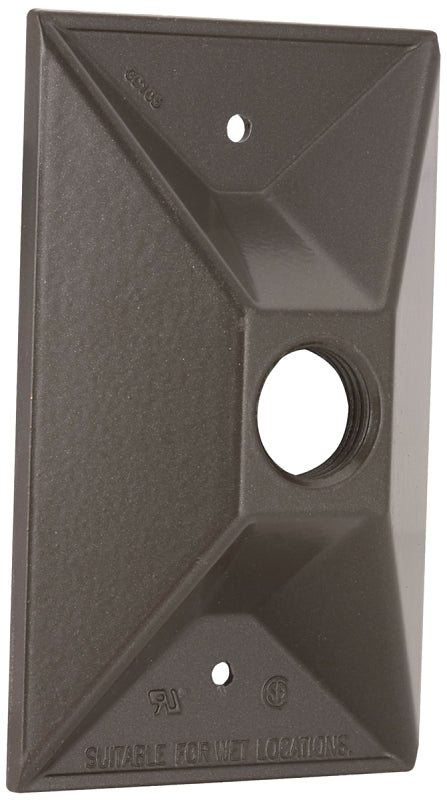 Hubbell 5186-7 Cover, Cluster, Lampholder, 4-19/32 in L, 2-27/32 in W, Rectangular, 1-Gang, Zinc, Bronze, 6/CD