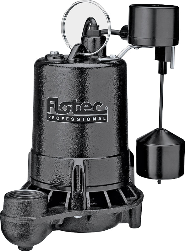 Flotec Professional Series E50VLT Sump Pump, 1-Phase, 6 A, 115 V, 0.5 hp, 1-1/2 in Outlet, 22 ft Max Lift Head