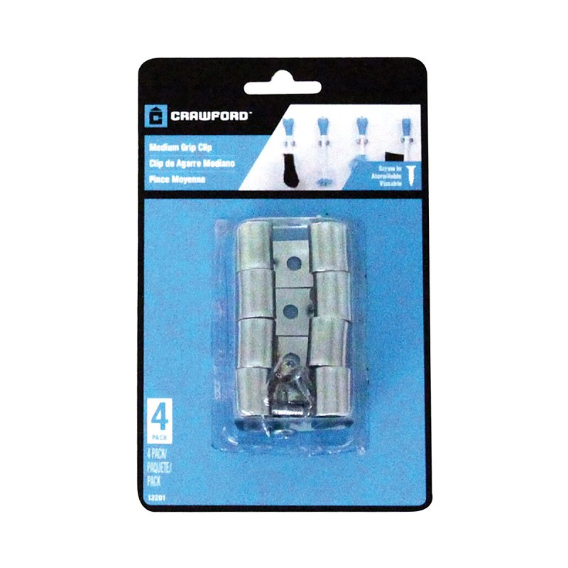 Crawford 13201 Medium Grip Clip, Steel, Silver, Textured, For: 3/4 to 1-1/8 in Hand Tools and Long Handled Tools