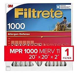 Filtrete Allergen Defense Series NADP02-2IN-4 Air Filter, 20 in L, 20 in W, 11 MERV, 1000 MPR, Polypropylene Frame, Pack of 4
