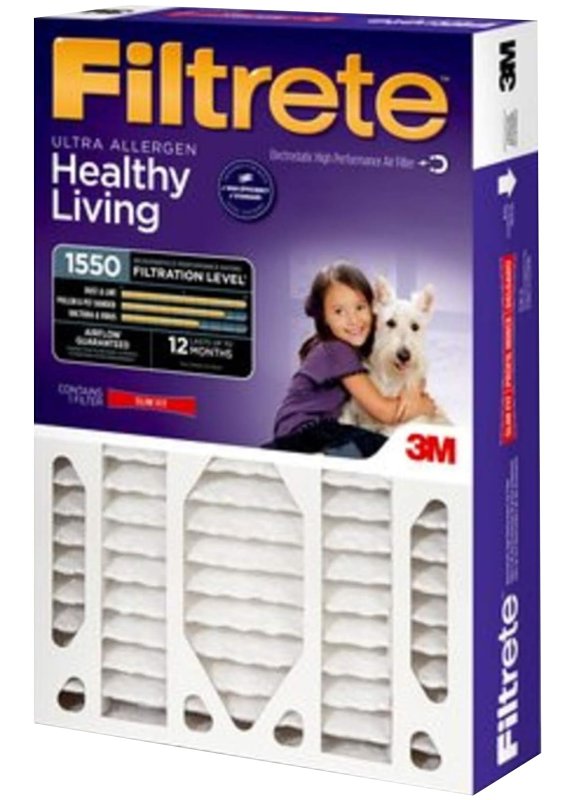 Filtrete NDP01-5IN-2 Air Filter, Electrostatic, 5 in Thick, 25 in L, 16 in W, 12 MERV, 1550 MPR, Pack of 2