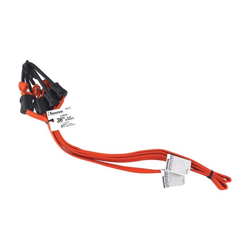 Keeper Orange Flat Bungee Cord 36 in. L X 0.315 in. 2 pk