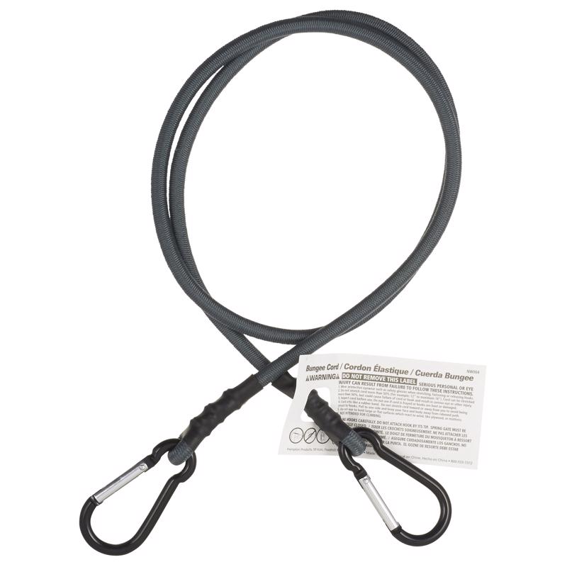 Keeper Gray Carabiner Style Bungee Cord 48 in. L X 0.315 in. 2 pk