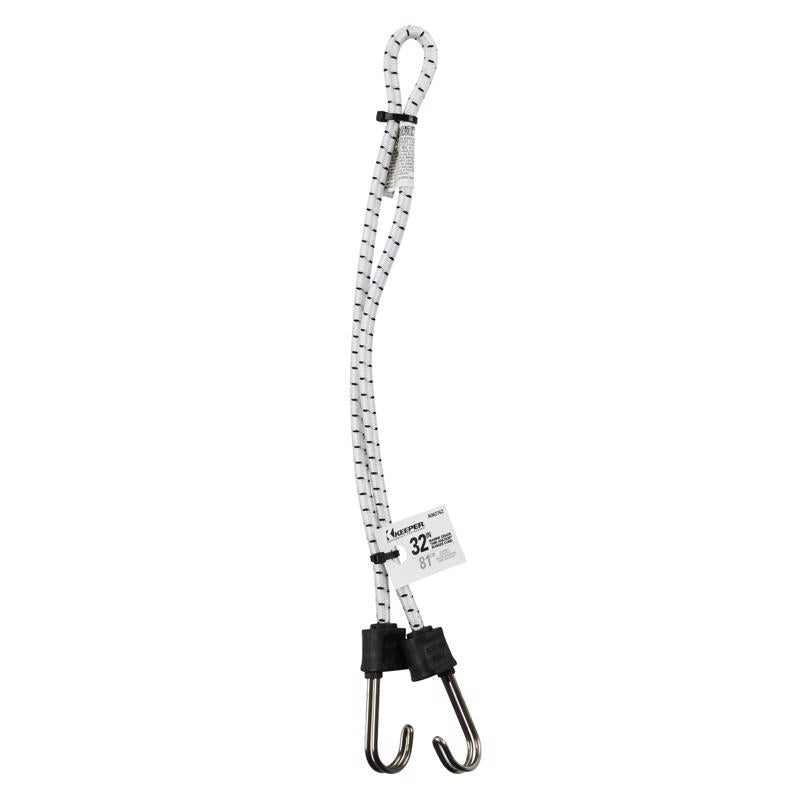 Keeper Black/White Bungee Cord 32 in. L X 0.315 in. 1 pk, Pack of 10