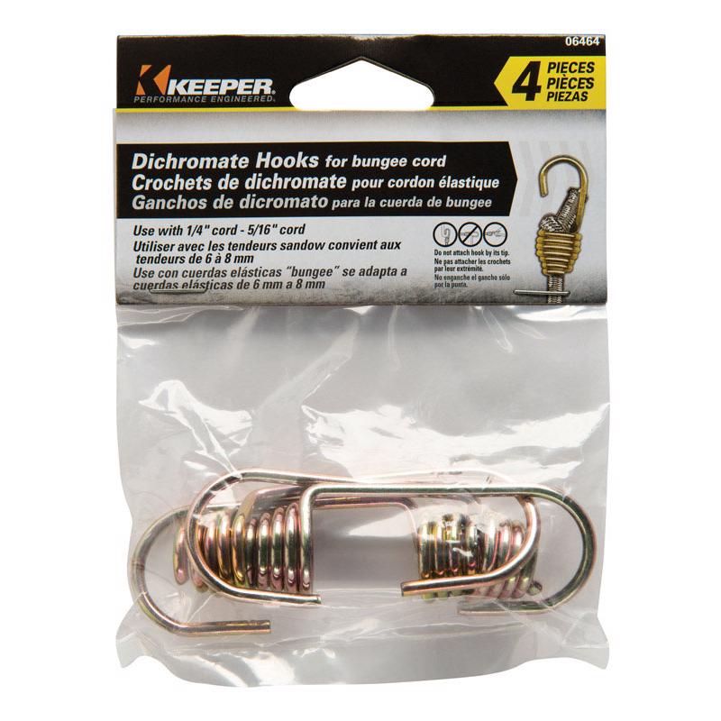 Keeper Gold Bungee Cord Hooks 1/4 in. L X 5/16 in. 4 pk, Pack of 10