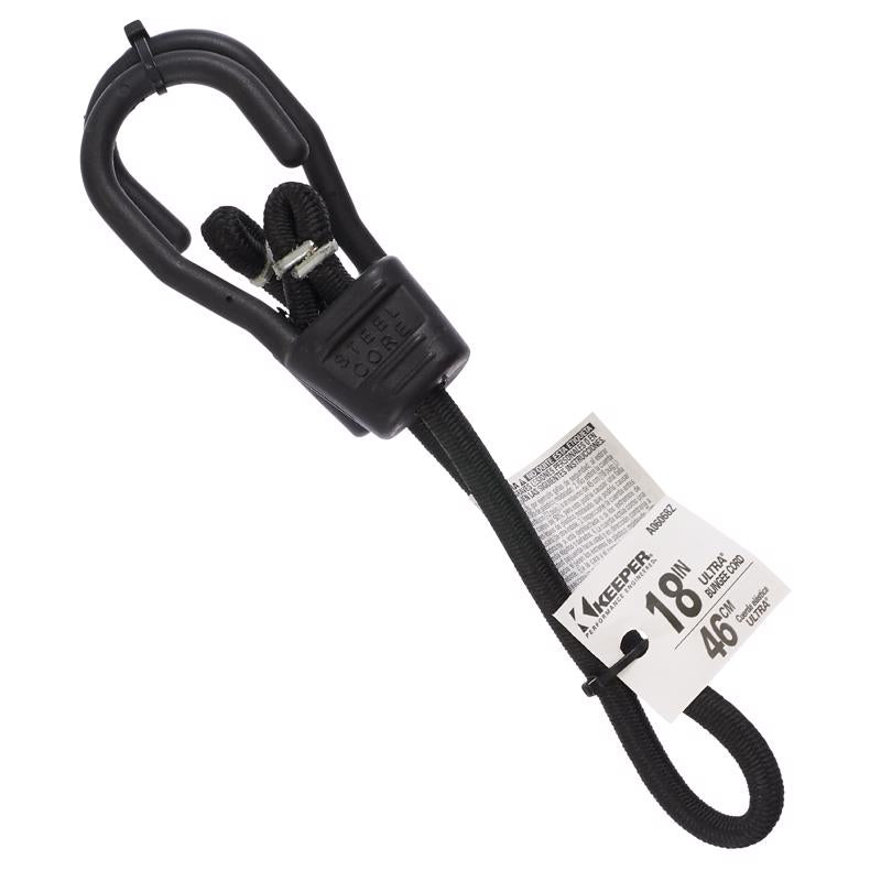 Keeper Black Bungee Cord 18 in. L X 0.315 in. 1 pk, Pack of 10