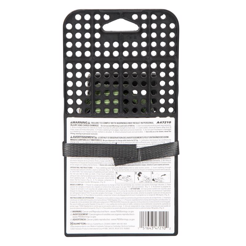 Keeper 1 in. W X 12 ft. L Green Ratchet Tie Down Strap 500 lb 1 pk