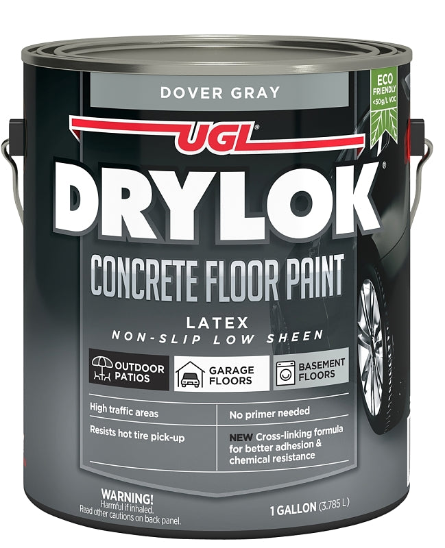 Drylok 43313 Concrete Floor Paint, Flat Sheen, Dover Gray, 1 gal, 300 to 400 sq-ft Coverage Area, Pack of 2