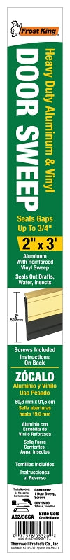 Frost King A62/36GAH Door Sweep, 36 in L, 2 in W, Aluminum Flange, Vinyl Insert