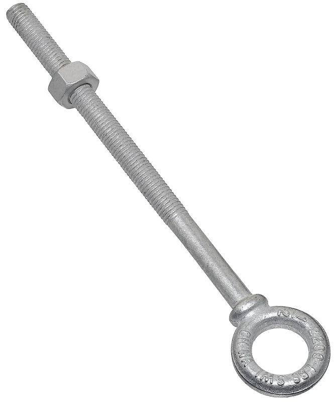 National Hardware N245-175 Eye Bolt, 1/2-13 Thread, Coarse Thread, 5-7/8 in L Thread, 1 in ID x 1-3/4 in OD Dia Eye