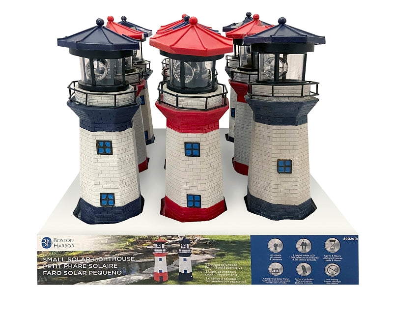 Boston Harbor 26150 Lighthouse, Nickel-Metal Hydride Battery, AA Battery, 1-Lamp, LED Lamp, Polyresin/Plastic Fixture, Pack of 9