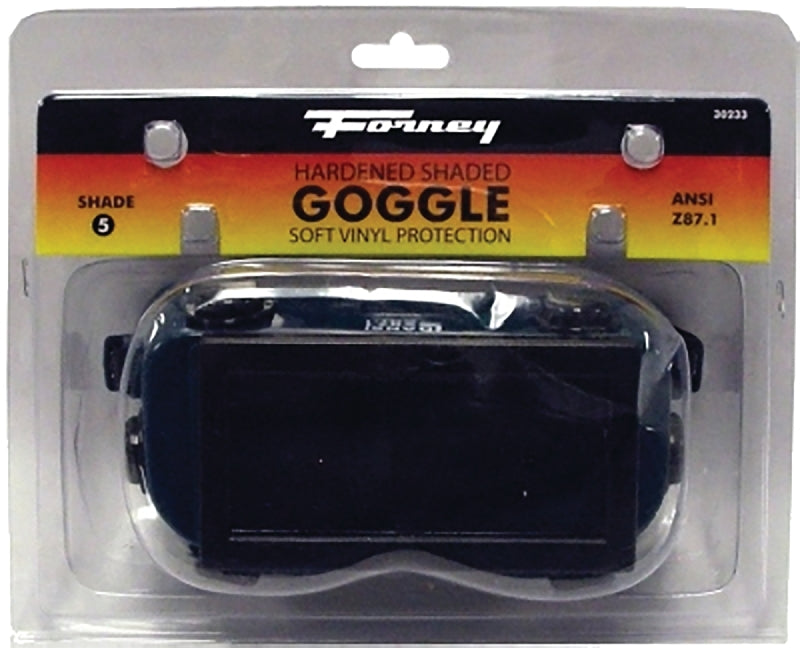 Forney 55301 Welding Goggles, 4-1/4 in L x 2 in W Lens, Glass Lens, Clear Lens, Plastic Frame, #5 Lens