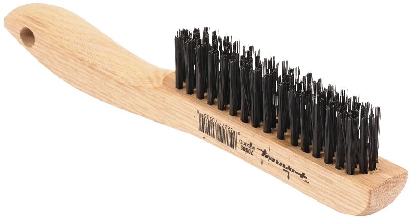 Forney 70505 Scratch Brush, Carbon Steel Bristle, 0.014 in L Trim, Wood Handle, Shoe Handle