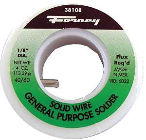 Forney 38108 Solder, Silver/White, 4 oz, Solid, 460 deg F Melting Point
