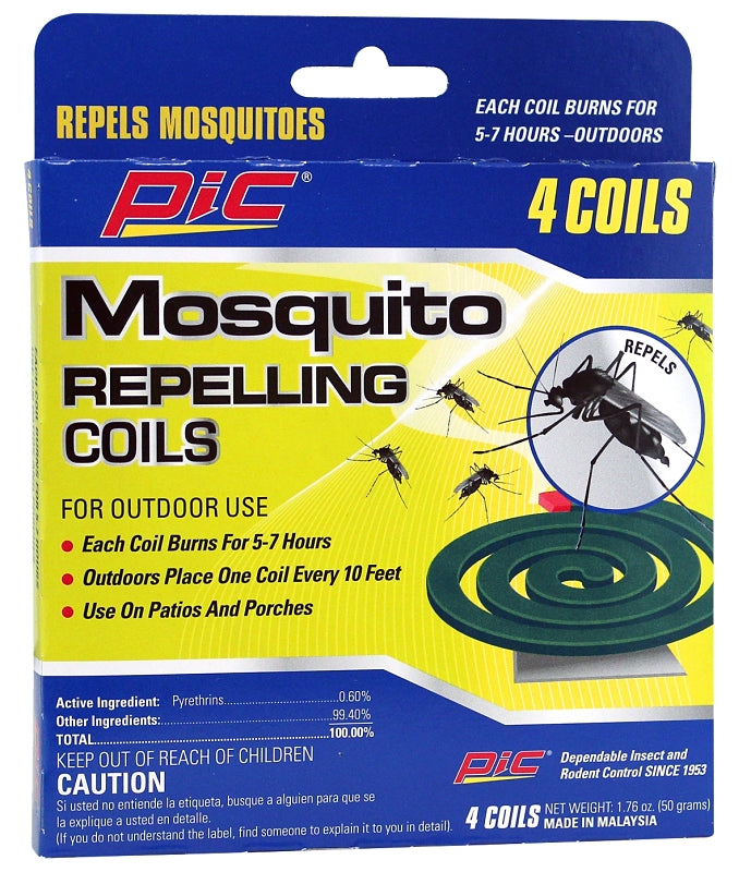 PIC C-4-36 Mosquito Repelling Coil, Includes: (4) Mosquito Coils and (2) Stands