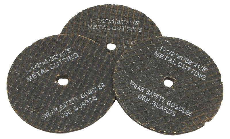 Forney 60215 3-Piece Cut-Off Wheel, 1-1/2 in Dia, 1/32 in Thick
