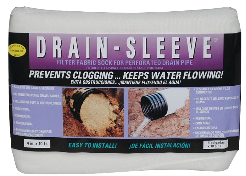 Carriff Corp 04010-24 Drain Sleeve Sock, 10 ft L X 4 ft W Dimensions, Fabric