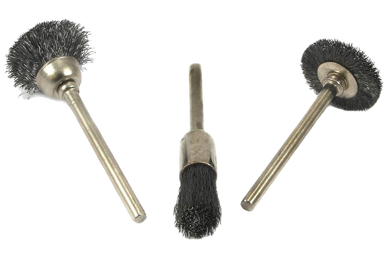 Forney 60241 3-Piece Wire Brush Set, 1/8 in Arbor/Shank, Impregnated Bristle, Nylon Bristle