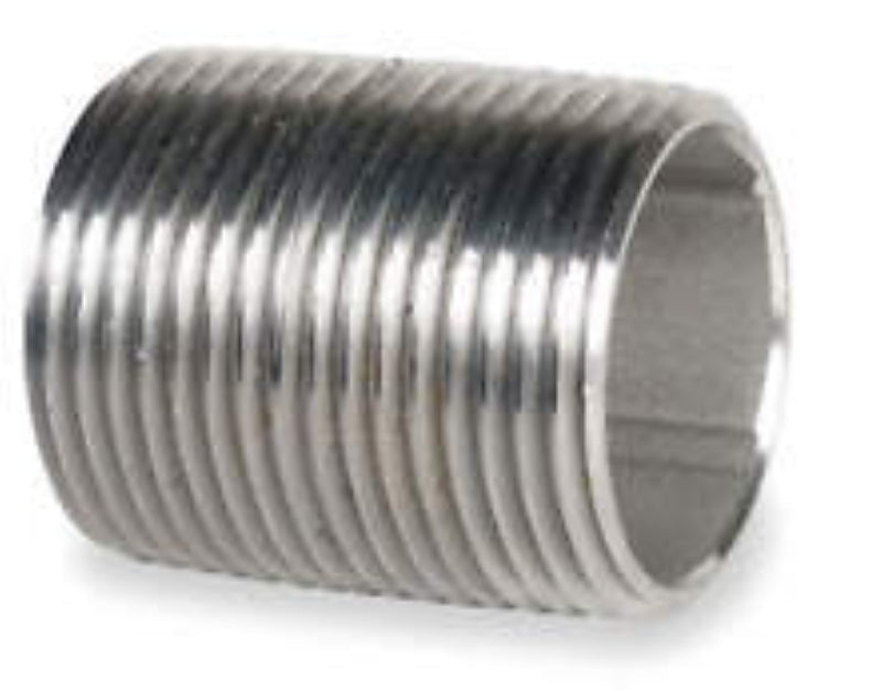Midland Industries 48040B Close Pipe Nipple, 3/8 in, Stainless Steel, SCH 40 Schedule, 1 in L, Pack of 5